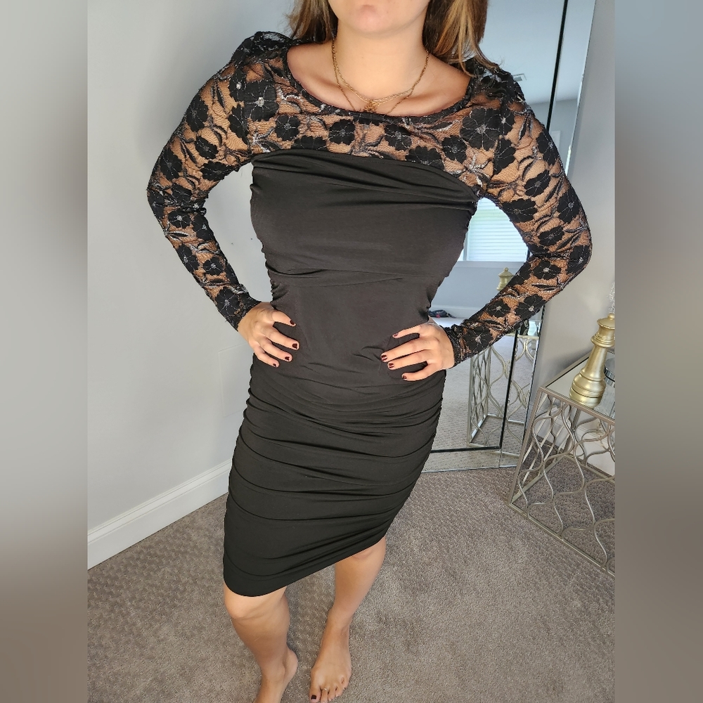 Black dress with lace sleeves